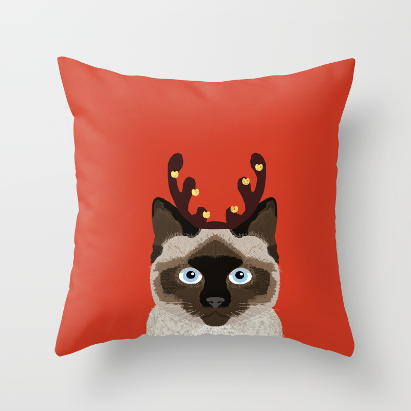 Siamese Cat Reindeer Costume funny cat art for cat lady gift for the  holidays cats christmas outfit Throw Pillow by PetFriendly | Society6