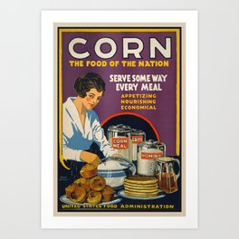 Vintage Corn Poster 'Corn - The food of the nation'  Art Print