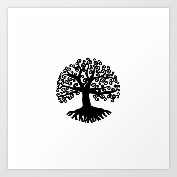 Black And White Abstract Tree Of Life I Art Print By Vikkart
