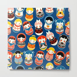 Babushka dolls vibrant pattern Metal Print | Seamless, Showmemars, Eastern, Girls, Dolls, Graphicdesign, Color, Moscow, Pattern, Cute 