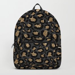 Black Gold Leopard Print Pattern Backpack | Gold, Golden, Zebra, Pattern, Gifts, Decor, Leopard, Safari, Stylish, Trendy 
