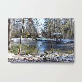 Snowing in Savannah Ga. Metal Print | Savannahga, Color, Snow, Winter, Photo, Digital, Georgia, Lake 