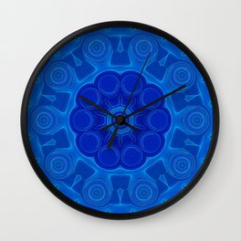 Shades of Blue Kaleidoscope Flower Art Wall Clock | Darkandlightblue, Blue, Lightblue, Kaleidoscopeflower, Flower, Graphicdesign, Darkblue, Circle, Darkandlight, Geometric 