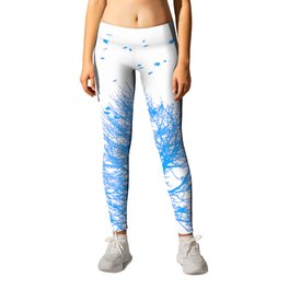 Blue Autumn Tree with Blowing Leaves Leggings | Botanical, Blowingleaves, Cute, Color, Smallleaves, Pretty, Plant, Photo, Popular, Beautiful 