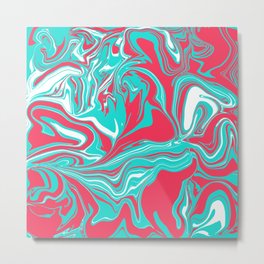 Turquoise Pink and White 90s Fiesta Metal Print | Pink, Abstract, Hotpink, Coral, Turquoise, Teal, Wildnclassyfun, 90Scolors, Painting, Retro 