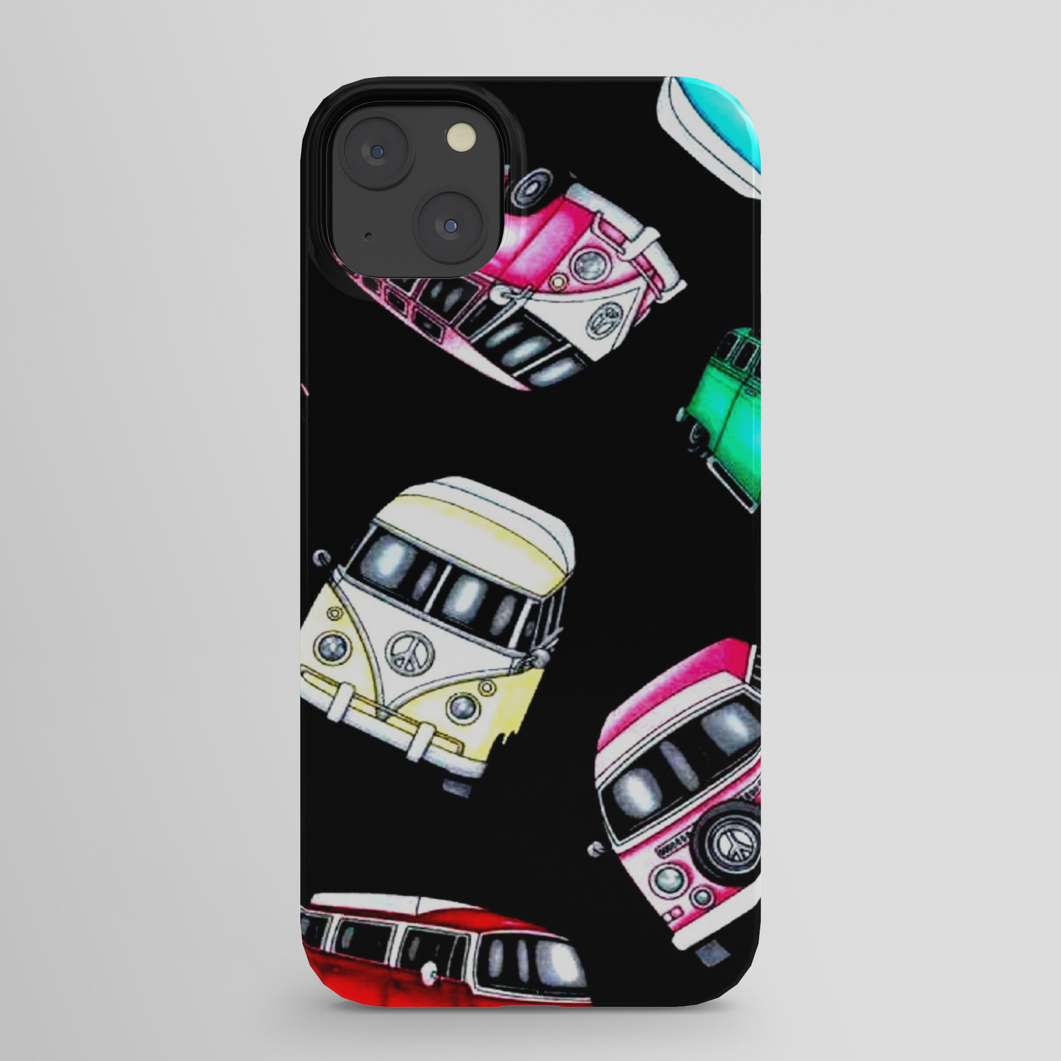 whimsical hippie bus wallpaper iPhone Case by Beetle-Ink | Society6