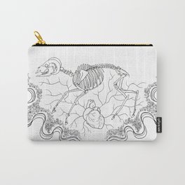 Ram Skeleton Carry-All Pouch | Animal, Illustration, Nature, Black and White 