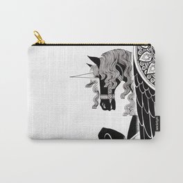 one winged unicorn Carry-All Pouch | Unicon, Thailand, Podogallery, Drawing, Black and White, Pattpodo, Horse, Wing 