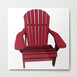 Sit back and relax in the Muskoka Chair Metal Print | Muskokachair, Chair, Canada, Drawing, Red, Cottage, Digital, Canadian, Summer, Adirondackchair 