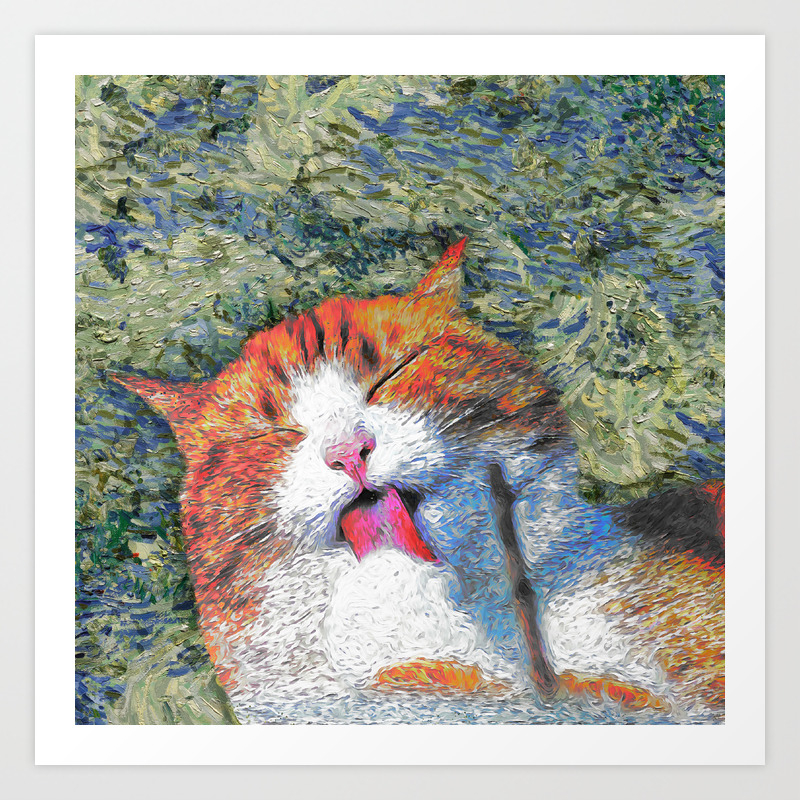 Van Gogh Cat Funny Cat Art Print By Darkmaskedcats Society6