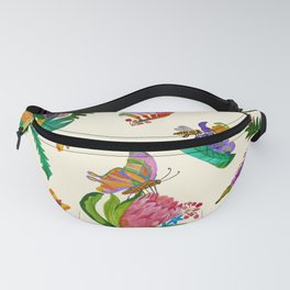 Aussie native flowers pattern with soft pink background Fanny Pack