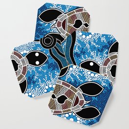 Authentic Aboriginal Art - Sea Turtles Coaster