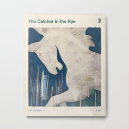 J. D. Salinger's The Catcher in the Rye - Literary book cover design Metal Print | Books, Other, Blue, Figurative, Salinger, Teenage, Literature, Illustration, Booklover, Librarian 