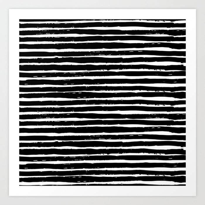 Black White Abstract Simple Stripes Motif Art Print By