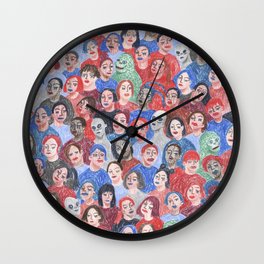 Spy Wall Clock | Figurative, People, Illustration, Colorblue, Drawing, Aline, Reptilians, Black, Red, Curated 