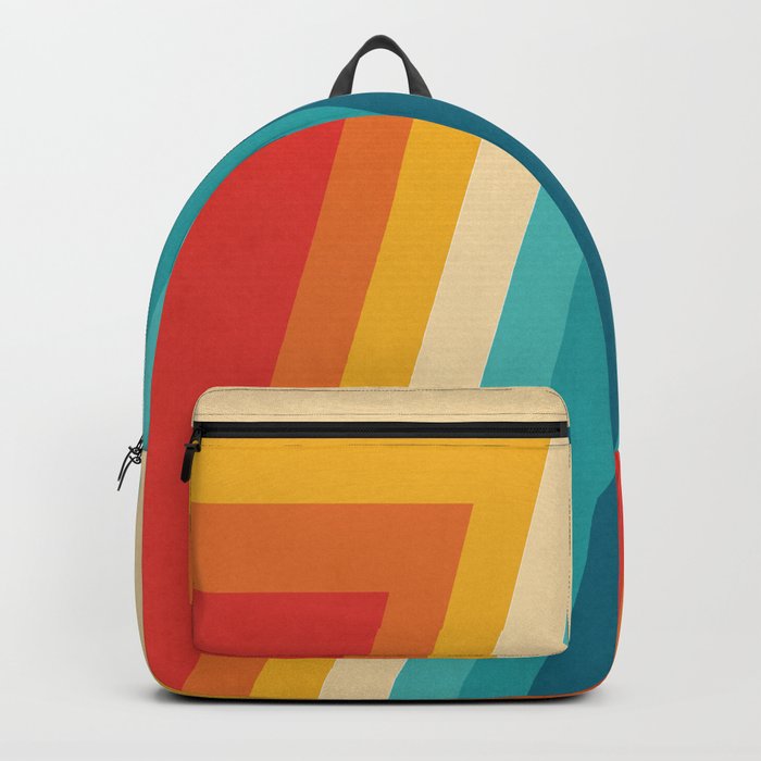Colorful Retro Stripes 70s 80s Abstract Design Backpack By