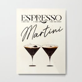 Espresso Martini Retro Poster Two Please Bar Prints, Vintage Drinks, Recipe, Wall Art Metal Print | Nostalgia, Modern, Retro, Classic, Risograph, Boho, Midcentury, Bartending, Kitchenart, Typography 