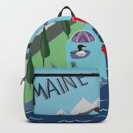 Maine Map Backpack | Digital, Map, Ink Pen, Drawing, Maine 