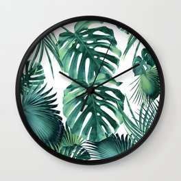 Tropical Summer Leaves Jungle Pattern #1 #tropical #decor #art #society6 Wall Clock | Jungle Vibes, Nature, Botanical, Beach Vibes, Pattern, Foliage, Color, Tropical Leaves, Tropical Vibes, Monstera Palms 