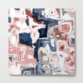 Abstract Blocky Formations Blue Coral Taupe Metal Print | Abstractmarks, White, Abstractsquares, Abstractblocks, Blue, Coral, Taupe, Expressionism, Mixedmedia, Gray 