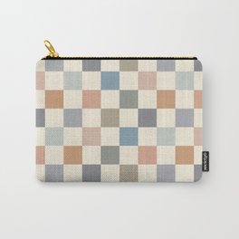Blue & Beige Neutral Checker Carry-All Pouch | Cream, Checkerboard, Abstract, Armygreen, Checker, Autumnpattern, Graphicdesign, Autumn, Pattern, Fun 