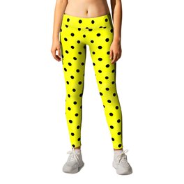 Yellow polka dot Leggings | Colourful, Blackpolkadot, Digital, Blackandyellow, Lemon, Polkadot, Graphicdesign, Yellow, Gift, Summer 