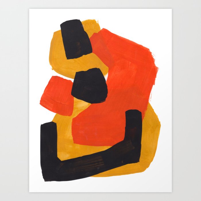 Minimalist Abstract Colorful Shapes Yellow Orange Black Mid