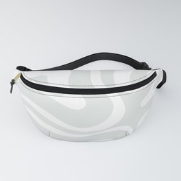 Modern Retro Liquid Swirl Abstract Pattern in Pale Gray and White Fanny Pack