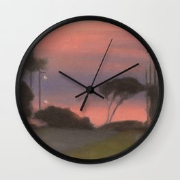 Evening Landscape - Clarice Beckett - Australian abstract Realism Wall Clock | Melbourne, Landscape, Expressionism, Pink, Clarice, Female, Beckett, Impressionism, Art, Painting 