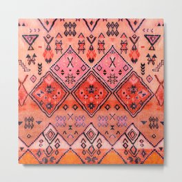 Bohemian Berber Orange Handmade Moroccan Fabric Texture Metal Print