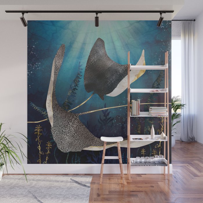 Metallic Stingray Wall Mural by SpaceFrogDesigns | Society6