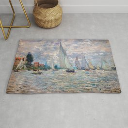 Claude Monet - Boats Regatta at Argenteuil Rug | Landscape, Famous, Painting, Regatta, Sail, Impressionist, Masterpiece, Claude, Classic, Monet 