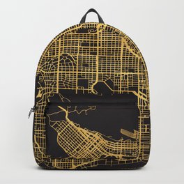 VANCOUVER CANADA GOLD ON BLACK CITY MAP Backpack