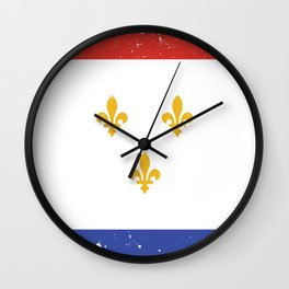 New Orleans Red White Blue Nola Louisiana Flag with Three Gold Fleurs de Lis Wall Clock | City, Red White And Blue, Travel, Adventure, Iconic, Fleur De Lis, Gold, Street, Flag, America 