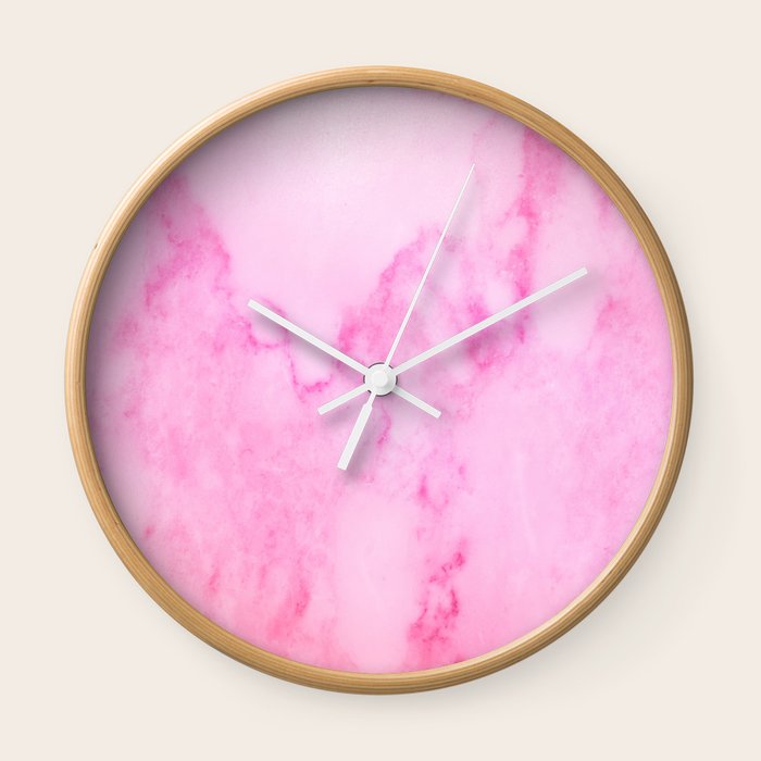 Pink Marble Wall Clock by NewburyBoutique Society6