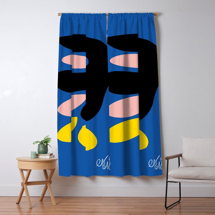 Shapes Of Love Abstract Art Blue Minimalism Blackout Curtain By