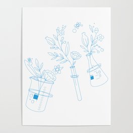 Science fleurissante in Blue Poster