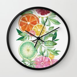 Citrus Fruit Wall Clock | Curated, Lemon, Watercolor, Juicy, Citrus, Sweet, Fruit, Leaf, Tropical, Fruithomedecor 