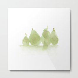 Four olive pears Metal Print | Pear, Stilllife, Jade, Olive, Watercolor, Green, Pears, Delicate, Autumn, Painting 