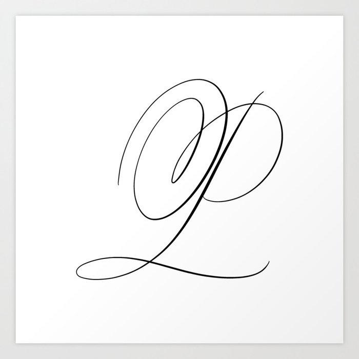 Letter P in Calligraphy. Calligraphed letter P. Handlettered P -  Handlettering. Majuscule, Capital letter. Cursive writing. Black and White  wall art. Art Print. Art Print by Maxcript - Calligraphed prints to provid  | Society6