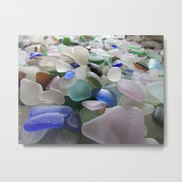 Sea Glass Assortment 6 Metal Print | Beach, Hiking, Photo, Beachy, Coast, Treasure, Oldglass, Beachcombing, Assorted, Color 