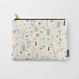 Vintage Inspired Wildflower Print Carry-All Pouch | Feminine, Retro, Pattern, 70S, Bouquet, Trendy, Wildflowers, Girly, Bold, Colorful 