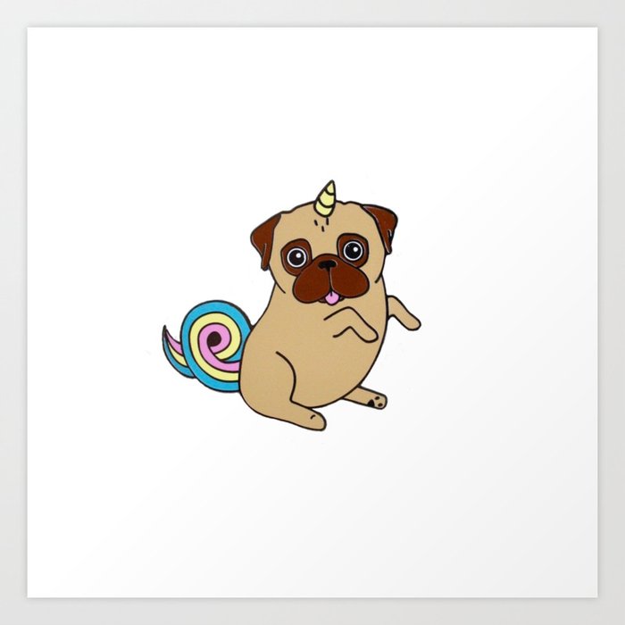 Pugicorn Art Print By Dimplesmln Society6