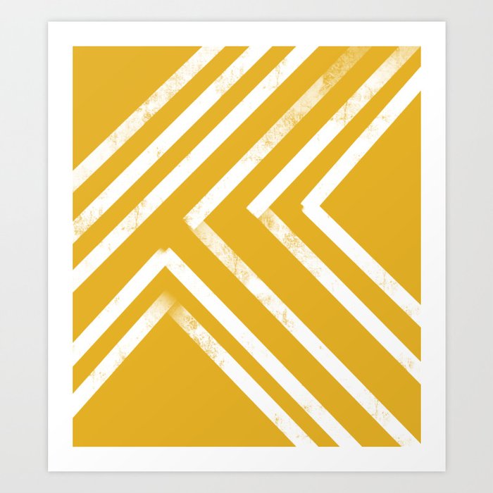 Abstract Lines In Mustard Art Print By Kimlawlor Society6