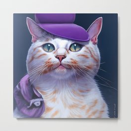 Lucky - Cat with a purple hat #2 Metal Print | Purplehat, Animal, Portrait, Fun, Digital, Hat, Englishcat, Cat, Photo 