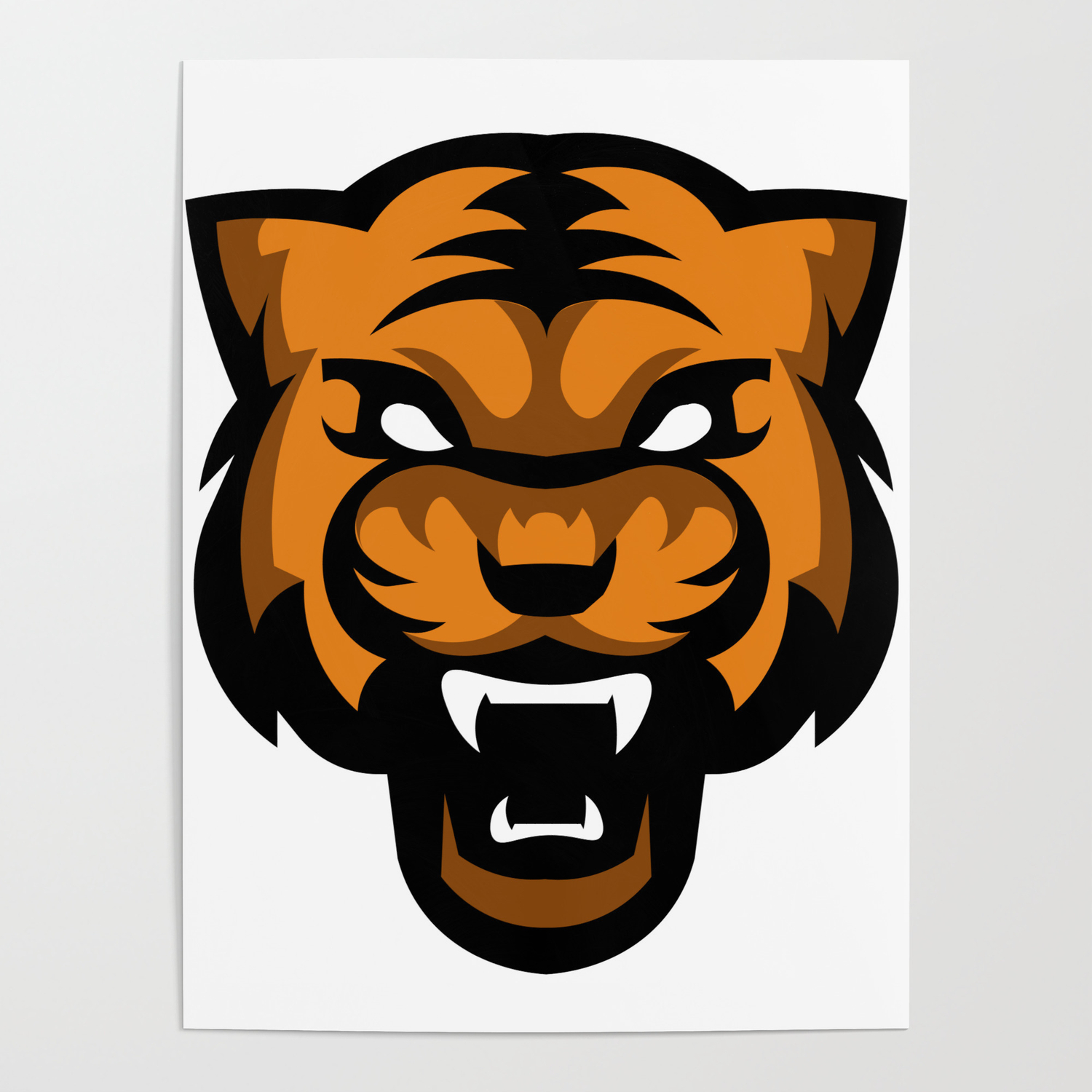 Minimal Angry Tiger Mascot Cartoon Poster by Aliz Lux | Society6
