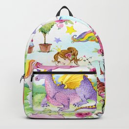 Princess with Unicorns and Dragons Backpack