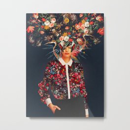 Your head was Full of Colours that had no names Metal Print | Retro, Fantasy, Surreal, Animal, Dreamy, Portrait, Elegance, Curated, Woman, Dark 