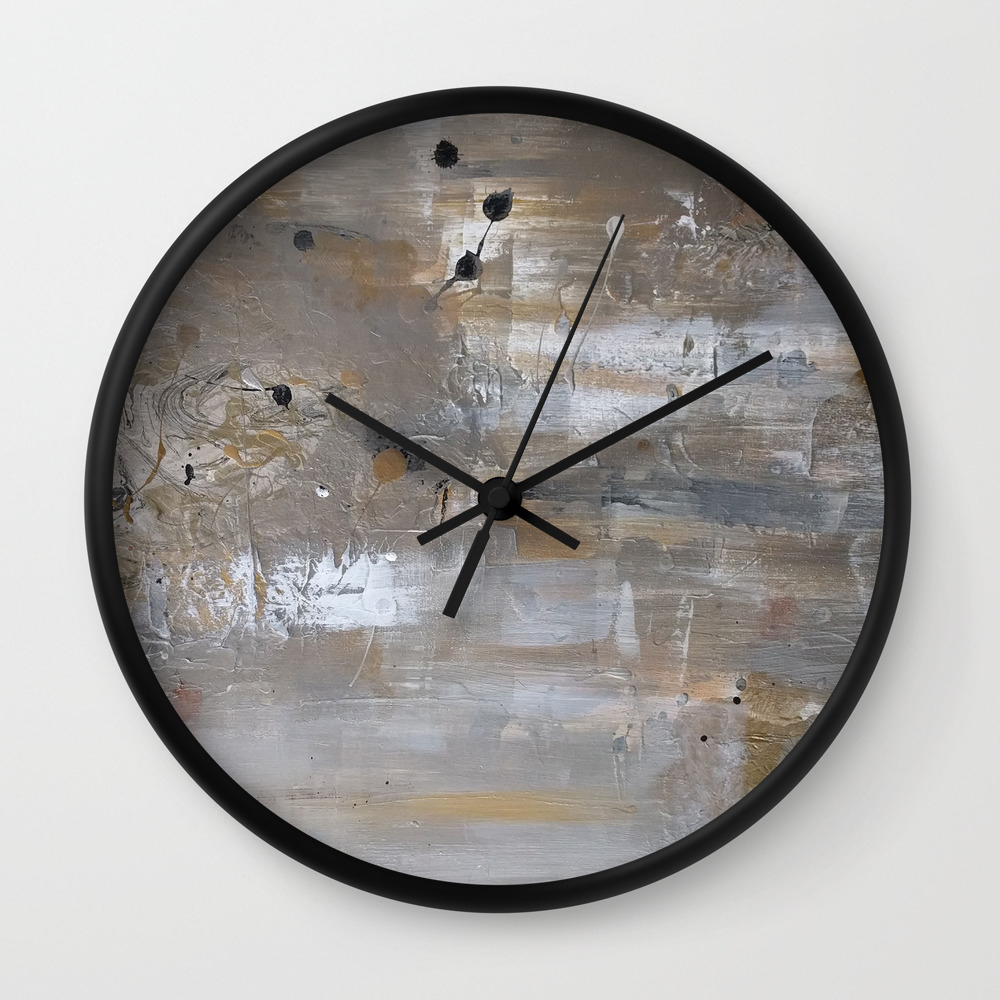 Silver And Gold Abstract Wall Clock By Melaniab Society6