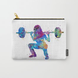 Squat Girl Art Fitness Gift Colorful Blue Purple Watercolor Artwork Gym Art Carry-All Pouch | Bodybuilding, Girlsroomdecor, Squatting, Sportsart, Weightlifting, Crossfit, Olympic Games, Lifting, Legday, Workout 